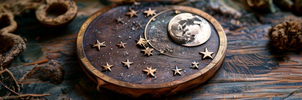 Yushu Wooden Pendulum Board – Moon & Star Divination Board For Energy Work & Altar Decor